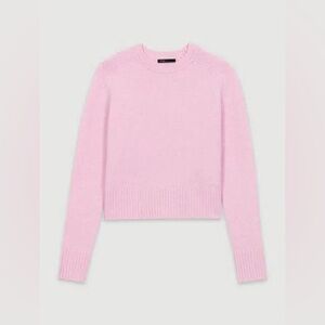 Maje Megiva Cashmere Blend Crewneck Sweater in Pale Pink